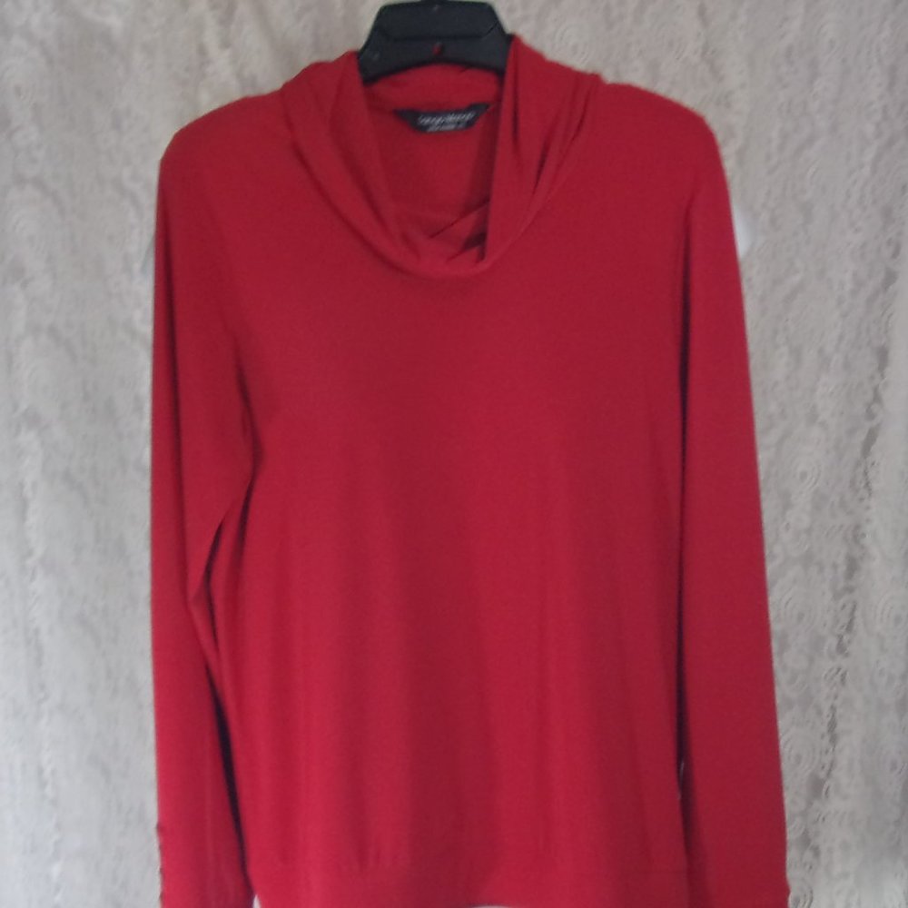 Tango Mango Red Knit Cowl Neck Top Size L  NWOT